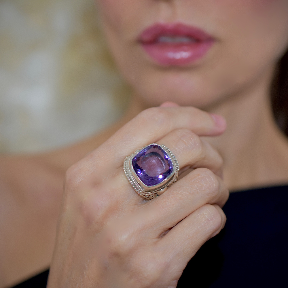 925 Silver Amethyst Large Cocktail Ring